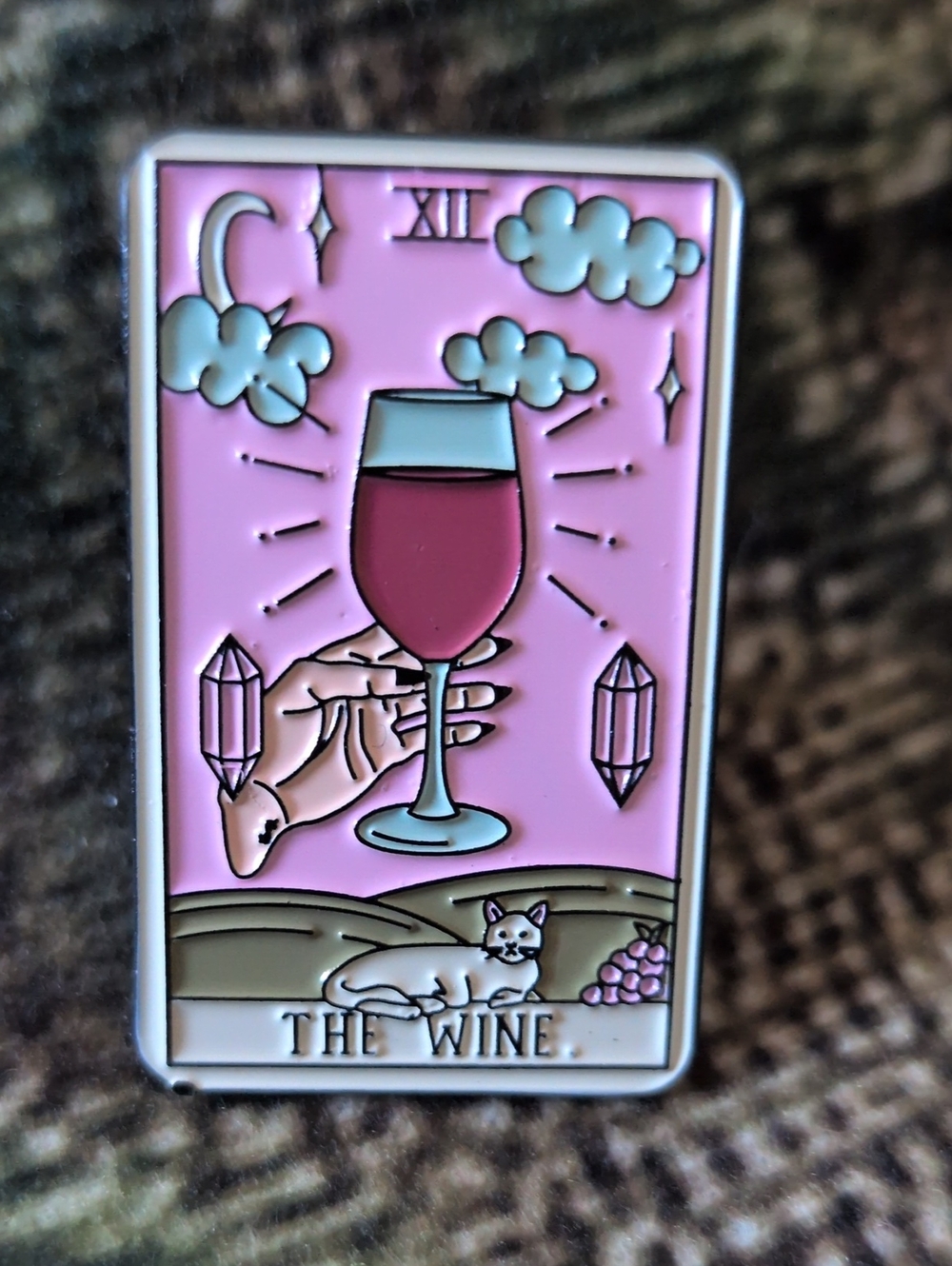 Pink 'The Wine' Tarot Parody - Decorative Enamel Pin - Art Accent